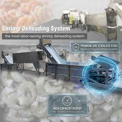 Giá tốt. Easy Clean Prawn Processing Machine Precision SUS316 800-1000KG 5.5KW 60Hz For Seafood Export Company trực tuyến