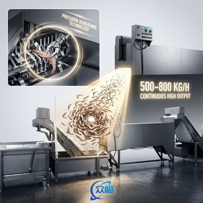 Giá tốt. Skid Mounted Shrimp Head Removal Machine SUS316L 1200-1800KG 9.0KW 60Hz For Food Processing Factory trực tuyến